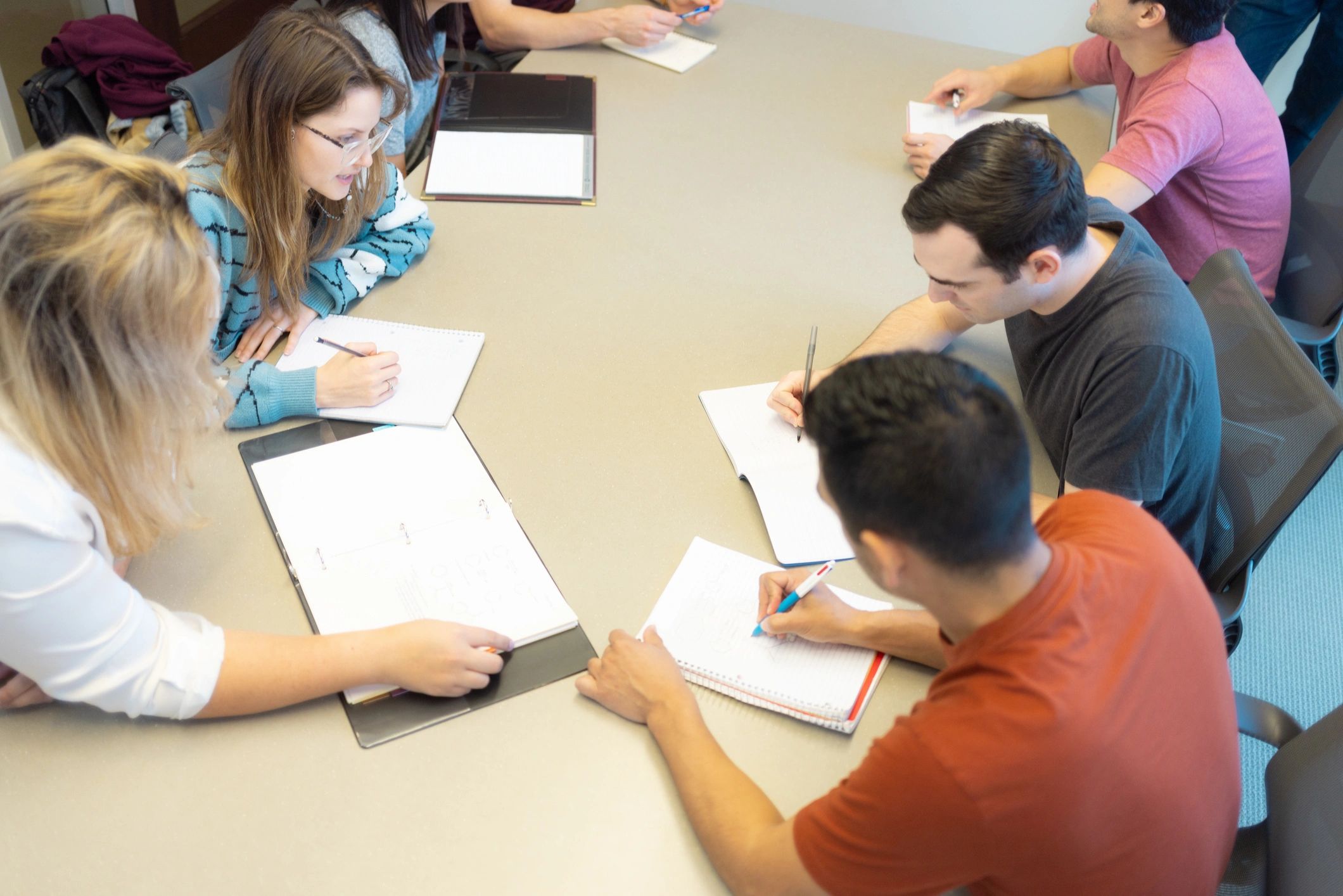 students using study materials
